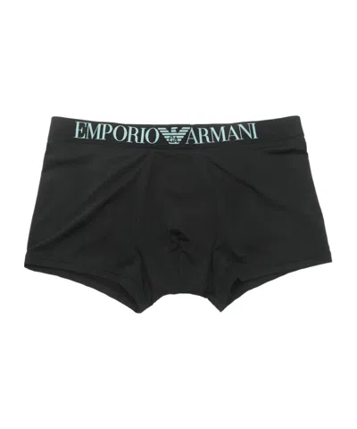 Emporio Armani Letter Printed Boxer Briefs In Black