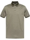 Emporio Armani Jersey Polo Shirt With All-over Jacquard Lettering In Green