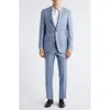 Emporio Armani Light Blue Mélange Wool Suit In Light Blue