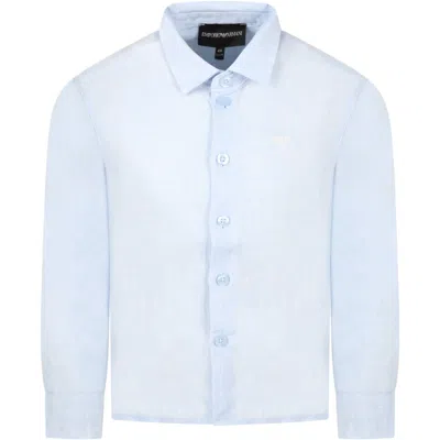 Emporio Armani Kids' Light-blue Shirt For Boy With Eagle In Light Blue