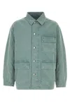 Emporio Armani Asv Vintage-look Comfort Cotton Canneté Jacket In Green