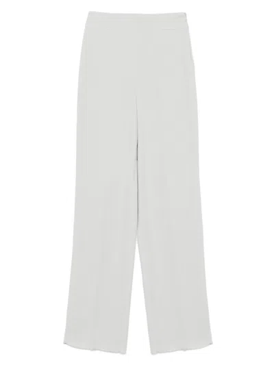 Emporio Armani Light Grey Herringbone-jacquard Trousers In Gray