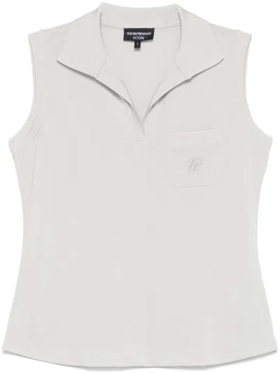 Emporio Armani Light Grey Logo-embroidered Vest