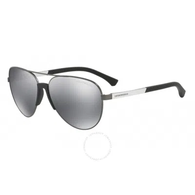 Emporio Armani Light Grey Mirror Black Pilot Men's Sunglasses Ea2059 30106g 61 In Gray