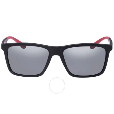Emporio Armani Light Grey Mirror Black Rectangular Men's Sunglasses Ea4170 50426g 58 In Black / Grey