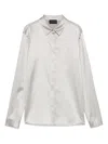 Emporio Armani Silk Shirt Satin Buttoned Cuffs In Silver
