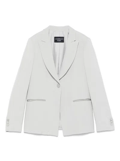 EMPORIO ARMANI LIGHT GREY SINGLE-BREASTED BLAZER