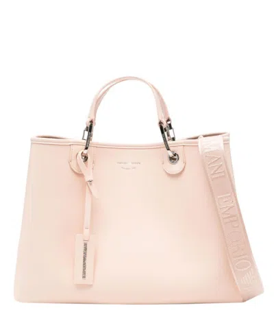 Emporio Armani Medium Myea Shopper Bag With Deer Print In Pink