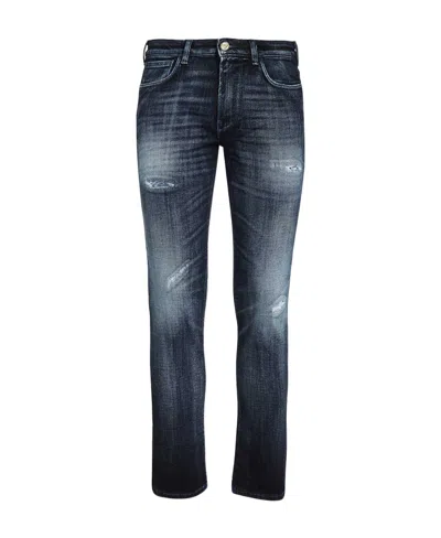 Emporio Armani Light-wash Straight-leg Jeans In Black