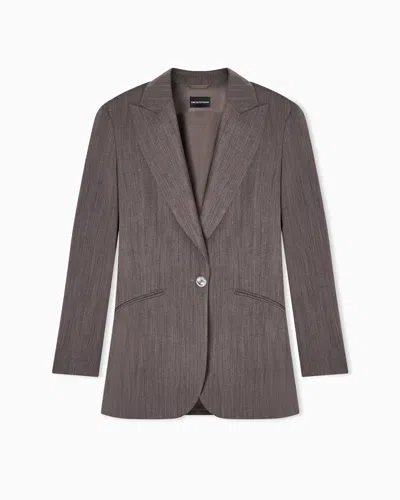 Emporio Armani Light Wool Single-breasted Jacket In Multi