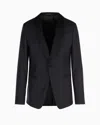Emporio Armani Light Worsted Virgin Wool Single-breasted Jacket With Satin Shawl Lapels In Navy Blue