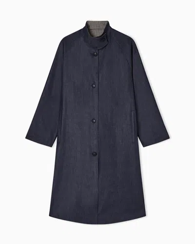 Emporio Armani Lightweight Cotton Denim Coat In Blue