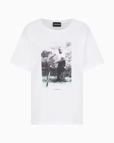 Emporio Armani Lightweight Cotton-jersey T-shirt With Photographic Print In White