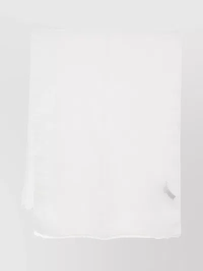 Emporio Armani Lightweight Frayed Edge Scarf Accessory In White