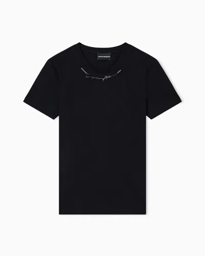 Emporio Armani Lightweight Jersey T-shirt With Jewel Logo Detail In Black