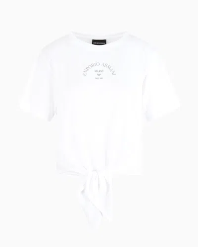 Emporio Armani Lightweight Jersey T-shirt With Knot In White