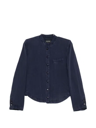 Emporio Armani Lilac Lyocell Linen Jacket In Blue