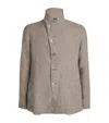 Emporio Armani Linen Blazer In Gray