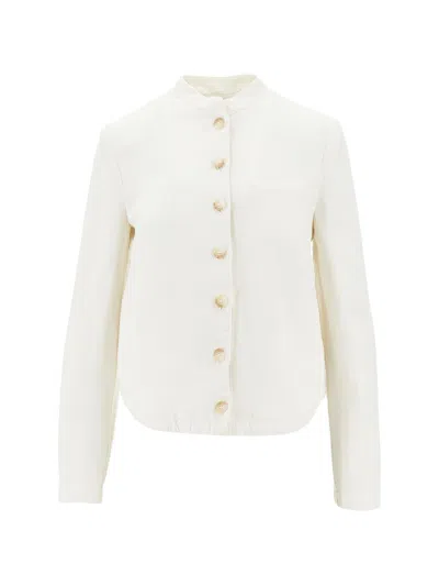 Emporio Armani Linen Blend Jacket In Neutral