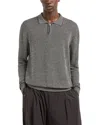Emporio Armani Linen Blend Polo Sweater In Black