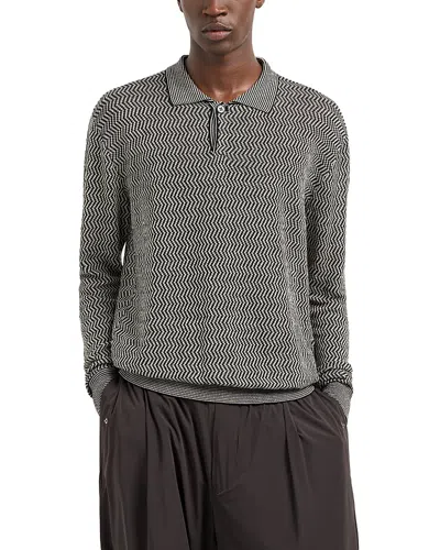 Emporio Armani Linen Blend Polo Sweater In Black