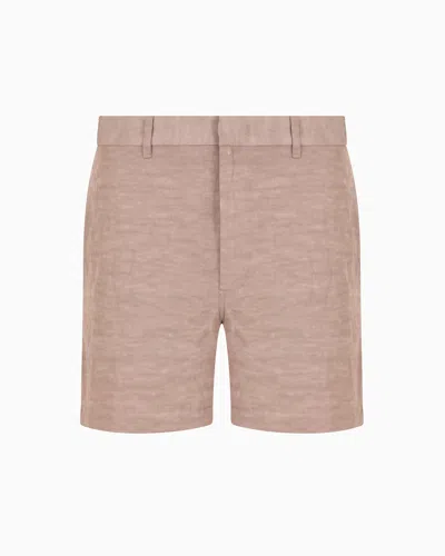 Emporio Armani Linen-blend Shorts In Beige
