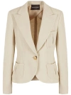 EMPORIO ARMANI LINEN BLEND SINGLE-BREASTED BLAZER