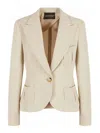 Emporio Armani Linen-blend Blazer In Beige