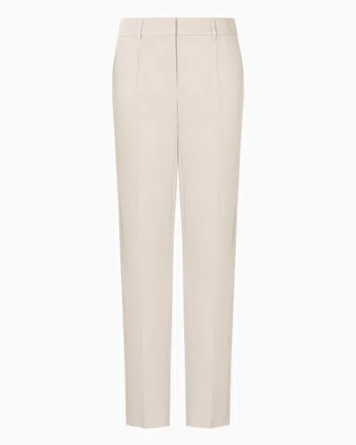 Emporio Armani Linen-blend Trousers With Pleats In Beige