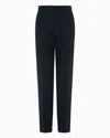 Emporio Armani Linen-blend Trousers With Pleats In Black