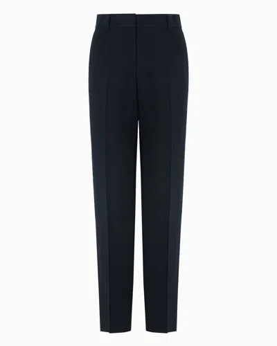 Emporio Armani Linen-blend Trousers With Pleats In Black