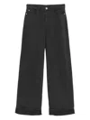 Emporio Armani Linen Blend Wide-leg Jeans In Blue