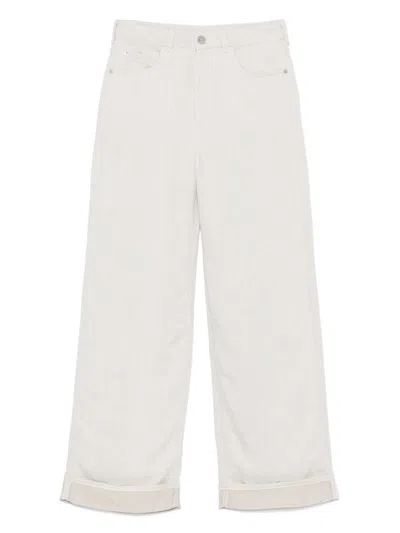 Emporio Armani Linen Blend Wide-leg Jeans In Light Grey