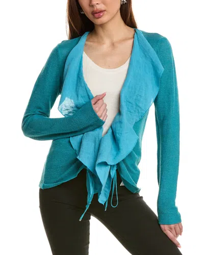 Emporio Armani Linen Cardigan In Green