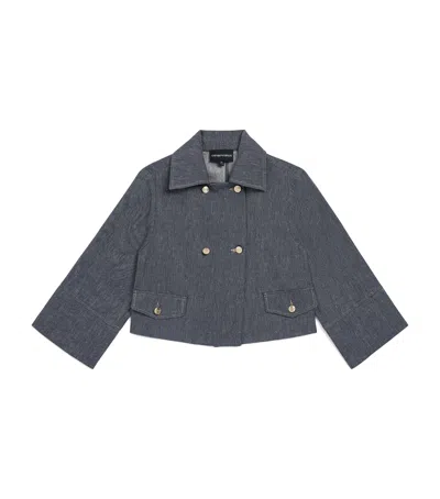 Emporio Armani Kids' Linen-cotton Denim Jacket In Gray