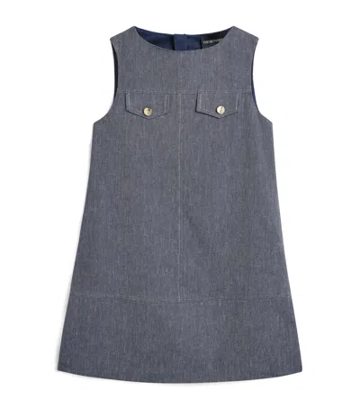 Emporio Armani Kids' Linen-cotton Dress In Gray