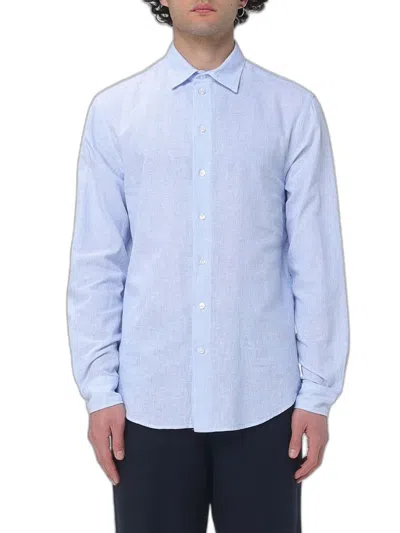 Emporio Armani Linen Cotton Shirt In Blue