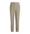 Emporio Armani Linen Crȇpe -effect Pleated Trousers In Beige
