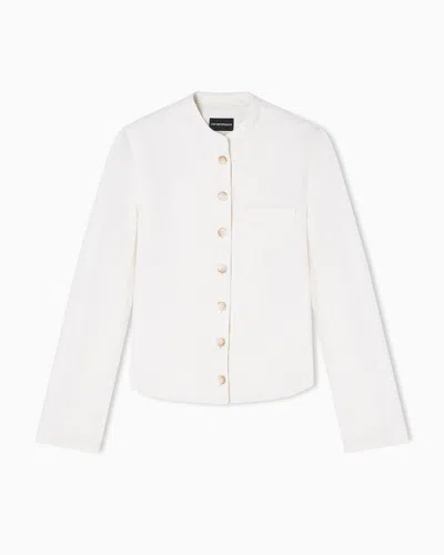 Emporio Armani Linen Garment Dyed Jacket Lyocell In White