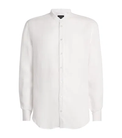 Emporio Armani Linen Guru-collar Shirt In Multi