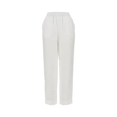 Emporio Armani Linen Pants With Elasticated Waist In White