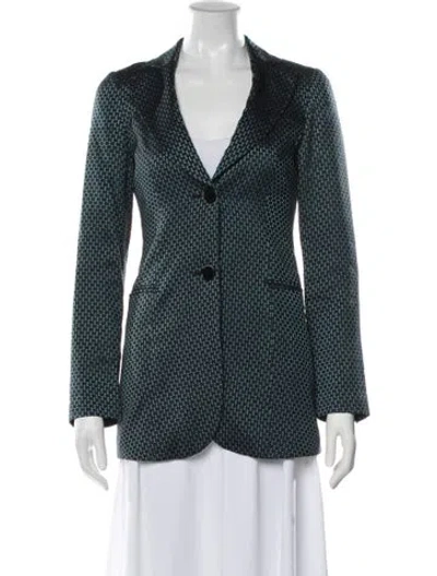 Pre-owned Emporio Armani Linen Patterned Blazer In Blue