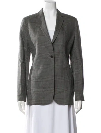 Pre-owned Emporio Armani Linen Plaid Print Blazer In Black