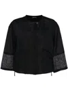 Emporio Armani Panelled Linen Blouse In Blue