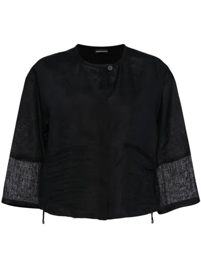 Emporio Armani Linen Shirt In Black