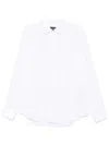 Emporio Armani Cotton Shirt With Button-down Collar And Curved Hem In White