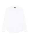 Emporio Armani Cotton Shirt With Button-down Collar And Curved Hem In White