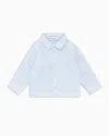 Emporio Armani Kids' Linen Shirt With Eagle Embroidery In Azure