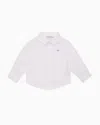 Emporio Armani Official Store Linen Shirt With Eagle Embroidery In White