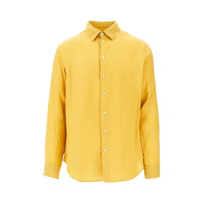 Emporio Armani Linen Shirt In Yellow